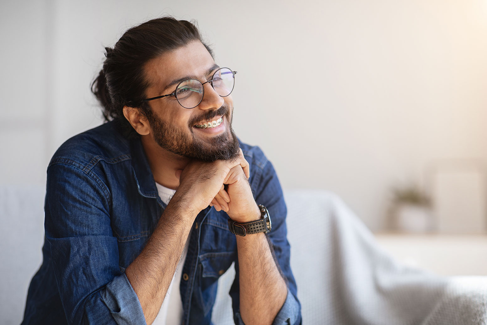 Adult man wearing braces in McAllen TX